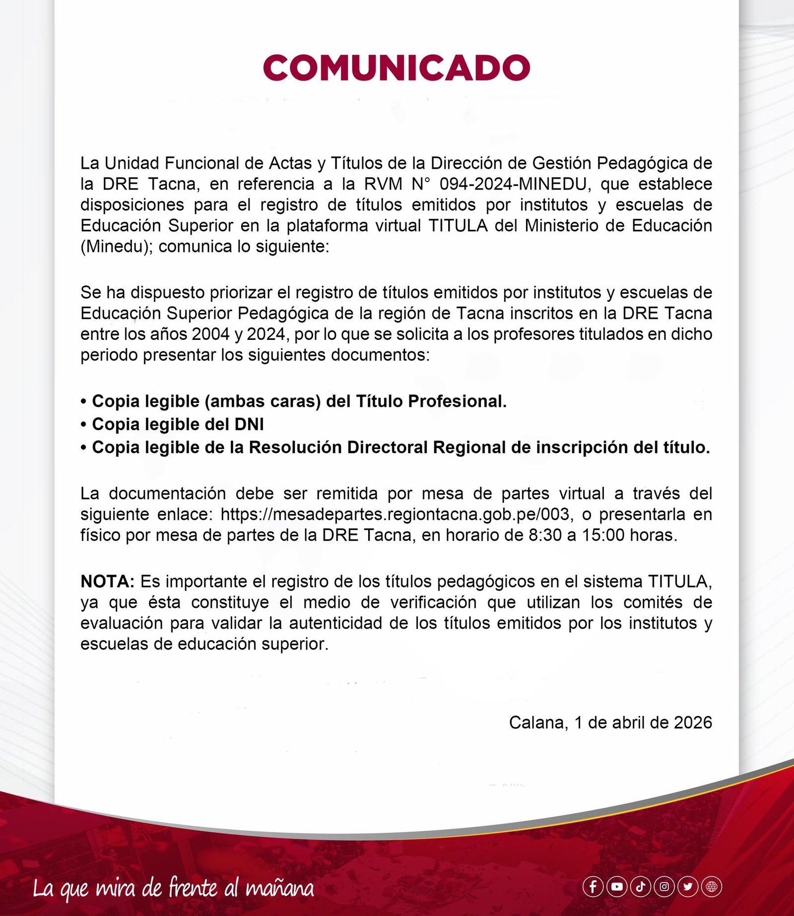 COMUNICADO