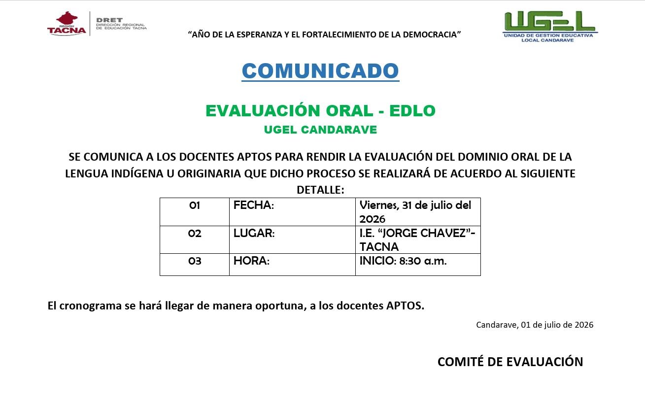 EVALUACIÓN ORAL - EDLO 