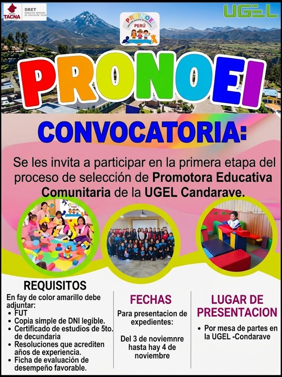 CONVOCATORIA Y PROCESO DE SELECCIÓN DE PROMOTORAS EDUCATIVAS COMUNITARIAS (PEC) ETAPA I - AÑO 2027